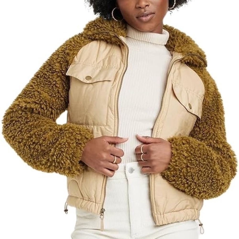 Universal Thread Quilted Moto Jacket NWT Puffer Teddy Faux Fur